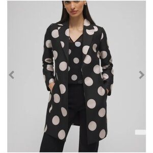 Chico’s Polka Dot Blazer Black Tan Polka Dot Jacket Tailored Size 8